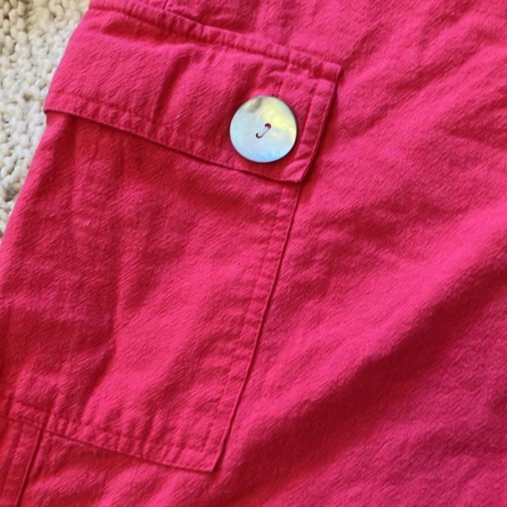 Relaxed Fit Women's Bright Pink Bermuda Shorts with Cargo Pocket - Picture 2 of 7